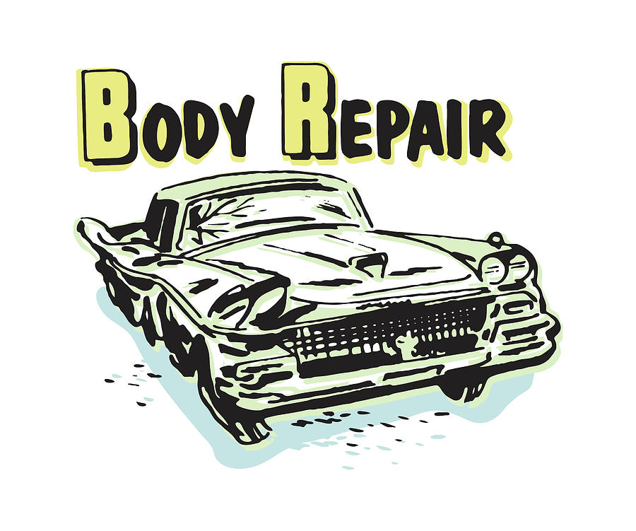 Transportation Drawing - Body Repair and Damaged Automobile by CSA Images