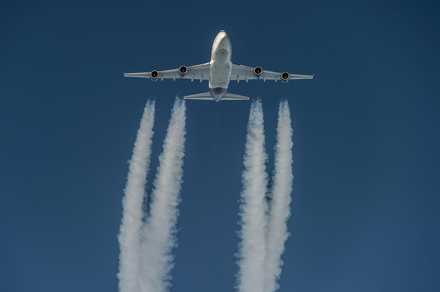 Boeing 747 With Contrails Photograph by Josef Willems