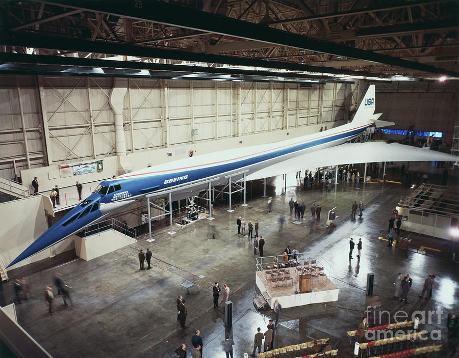 Boeing Employees In Hangar With Jet Photograph by Bettmann