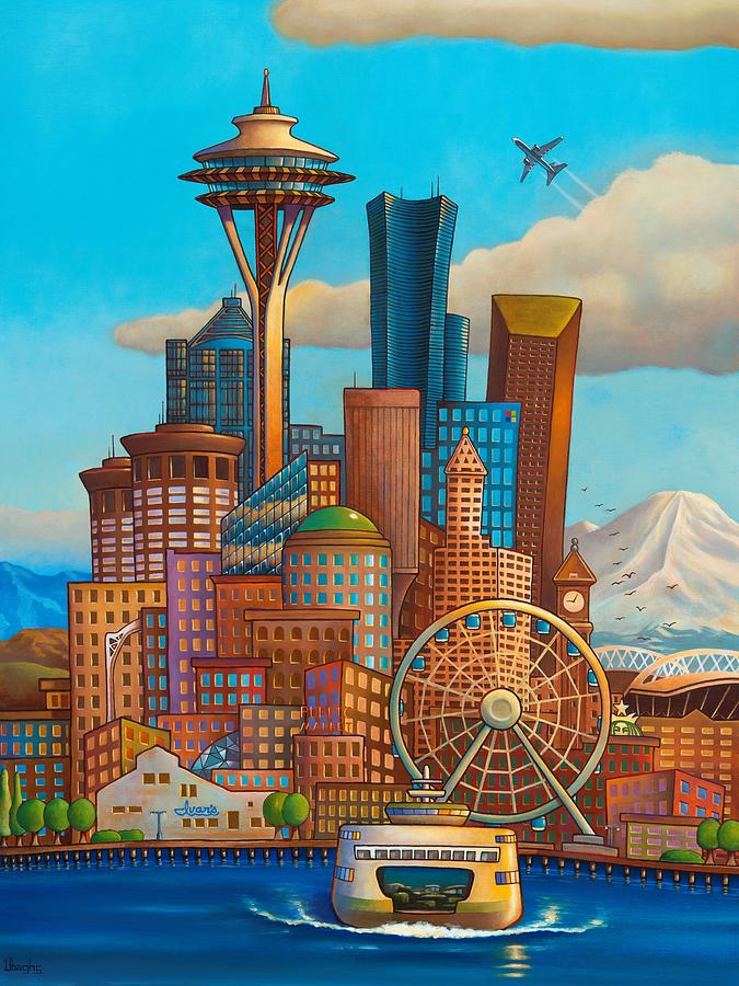 Seattle Painting - Boeing Town by Bryan Ubaghs Seattle Painting - Boeing Town by Bryan Ubaghs