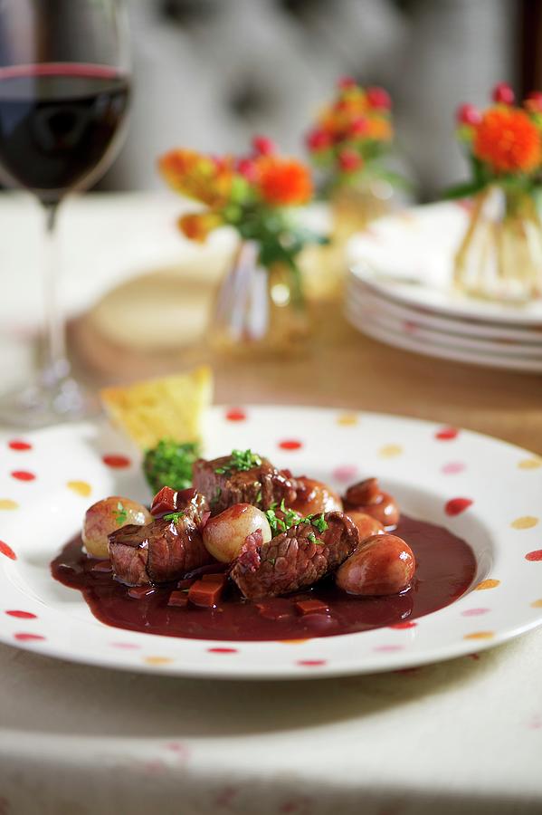 Boeuf Bourguignon beef In A Red Wine Sauce, France Photograph by Winfried Heinze