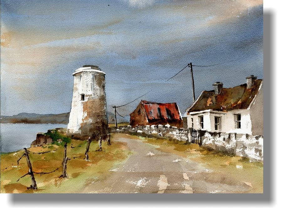Boffin Lighthouse, Galway Painting by Val Byrne