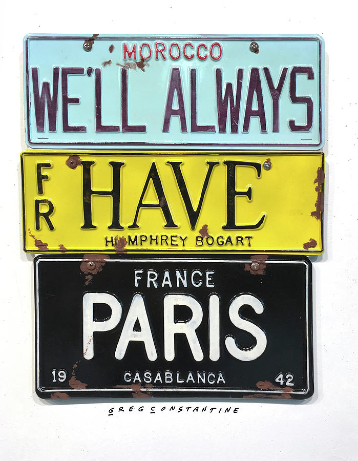 Typography Digital Art - Bogart Always Have Paris by Gregory Constantine