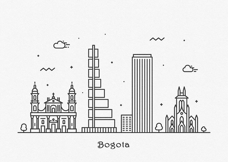 Bogota Cityscape Travel Poster Drawing by Inspirowl Design Fine Art