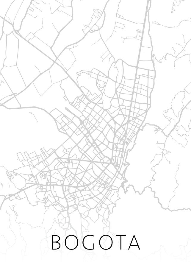 Bogota Colombia City Street Map Black And White Minimalist Series Mixed Media By Design Turnpike