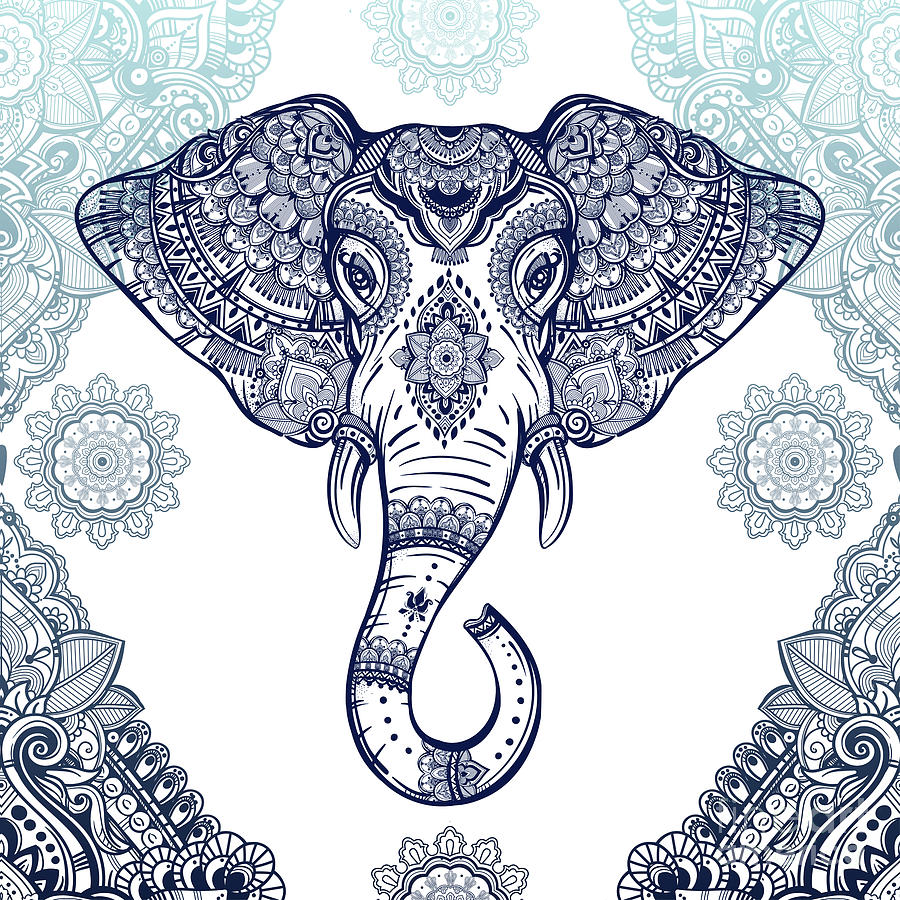 Bohemian Elephant Tribal Boho Lace Digital Art by Sharon Mau