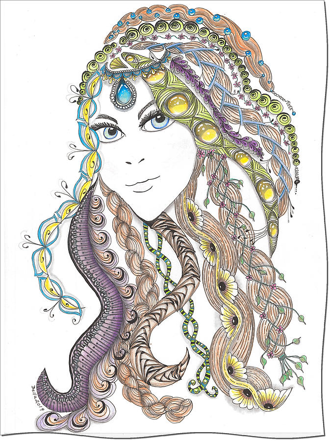 Boho Babe Drawing by Definitely Della