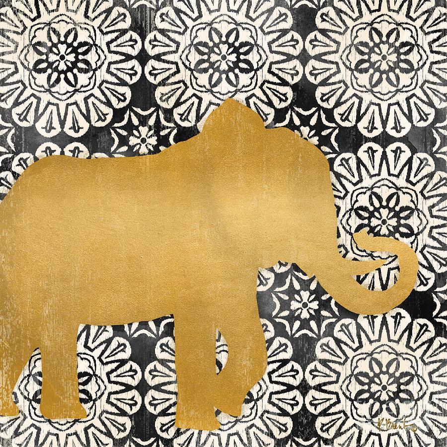 Boho Elephant I - Black Painting by Paul Brent - Fine Art America