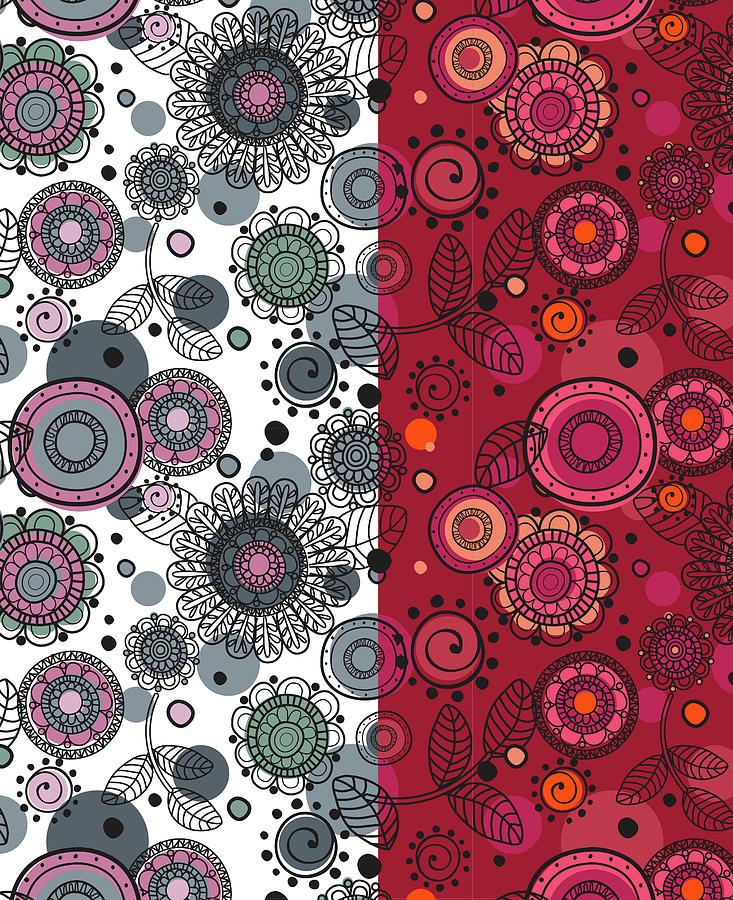 Pattern Mixed Media - Boho Flower Toss by Fiona Stokes-gilbert