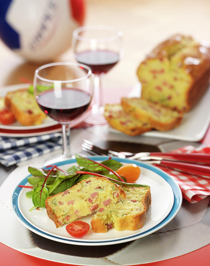 Boiled And Raw Ham And Diced Bacon French Savoury Cake Photograph by Bertram