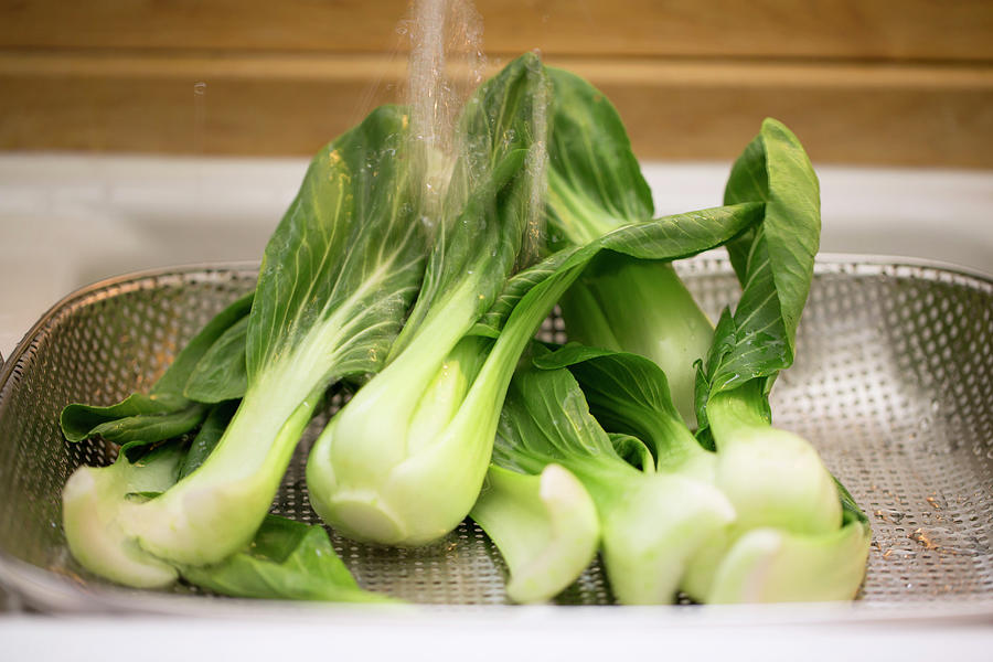 Bok Choy Being Washed Photograph by Eising Studio