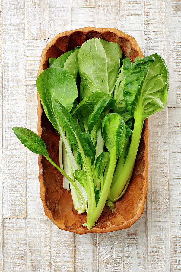 Bok Choy In A Ceramic Bowl seen From Above Photograph by Petr Gross