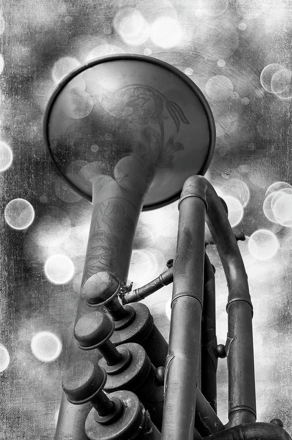 Bokeh Trumpet In Black And White Photograph by Garry Gay