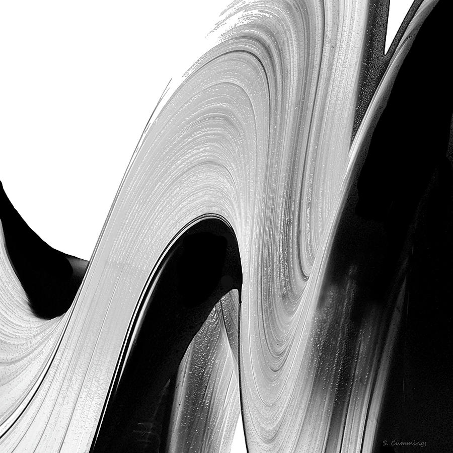 Bold Black and White Abstract Art - Black Beauty 23 - Sharon Cummings Painting by Sharon Cummings