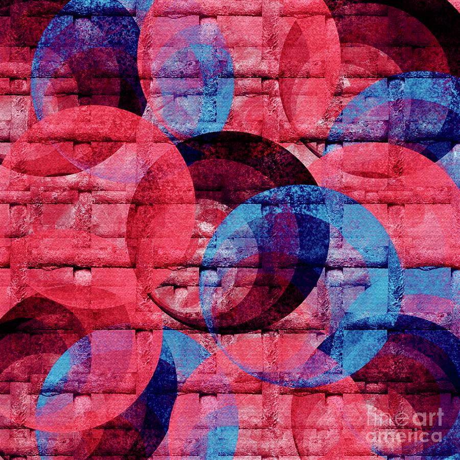 Bold Living Coral Circles Abstract Digital Art by Lauries Intuitive