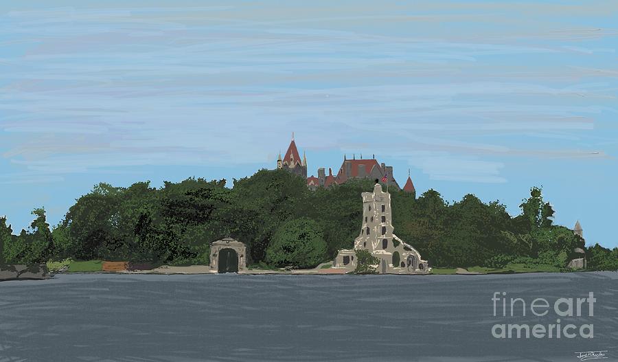 Castle Digital Art - Boldt Castle and Alster Tower by Joel Charles
