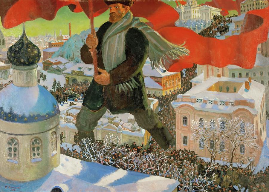 Bolshevik. Oil on canvas -1920-. Painting by Boris Mikhailovich Kustodiev