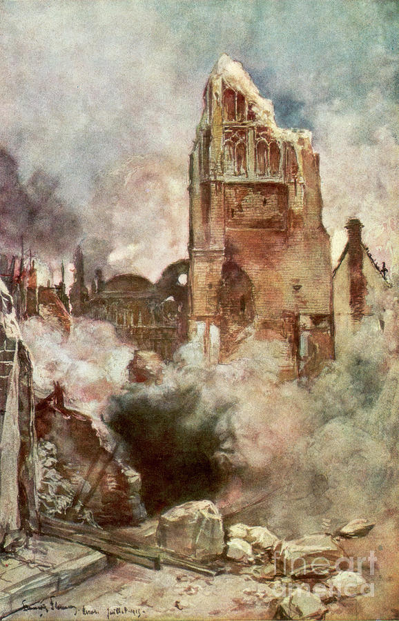 Bombardment Of The Belfry, Arras Drawing by Print Collector