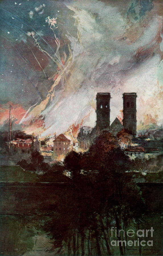 Bombardment Of Verdun With Incendiary Drawing by Print Collector