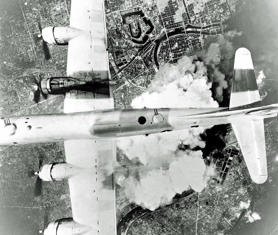 Bombing Japan Osaka An American B-29 Superfortress Photograph By Photo ...