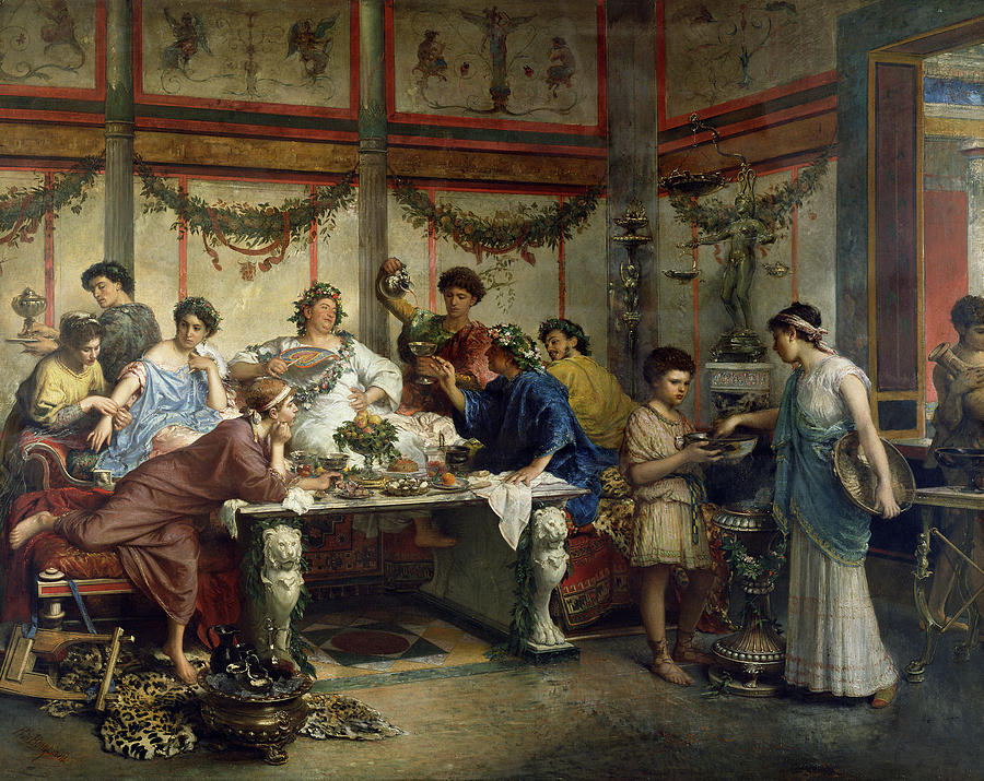 A Roman Feast #1 Painting by Roberto Bompiani