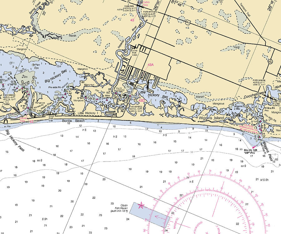 Bonitasprings florida Nautical Chart _v6 Mixed Media by Bret Johnstad