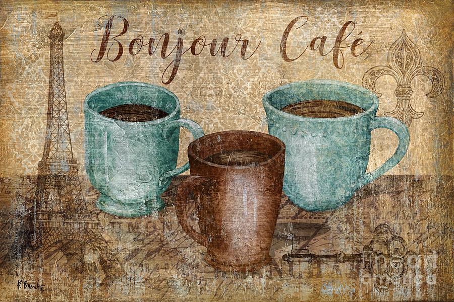 Tea Painting - Bonjour Cafe Horizontal by Paul Brent