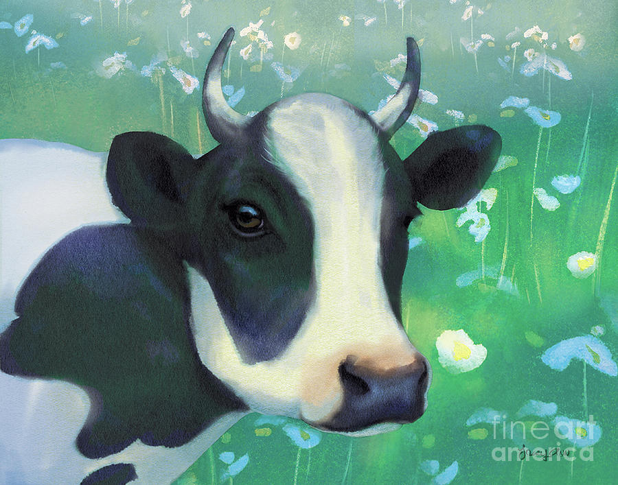 Bluebell, Cow Painting by Tracy Herrmann