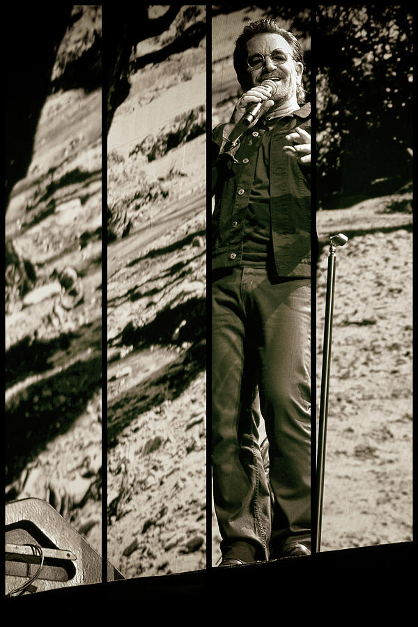 Bono Entertaining On U2 Joshua Tree Tour 2017 New Orleans Superdome Polyptych Photograph by Shawn OBrien