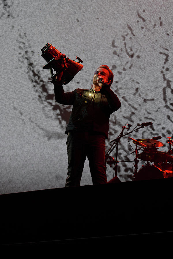 Bono under Spotlight U2 Joshua Tree Tour 2017 New Orleans Superdome Photograph by Shawn OBrien