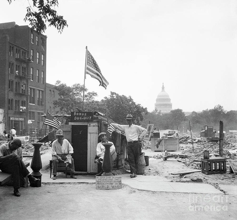 Bonus Men In Front Of Dug-out In D.c Photograph by Bettmann