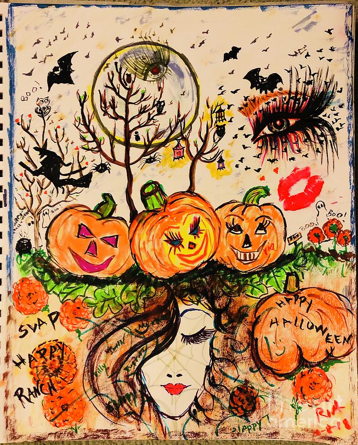 Boo Happy Halloween From Ria Mixed Media By Maria Pancheri