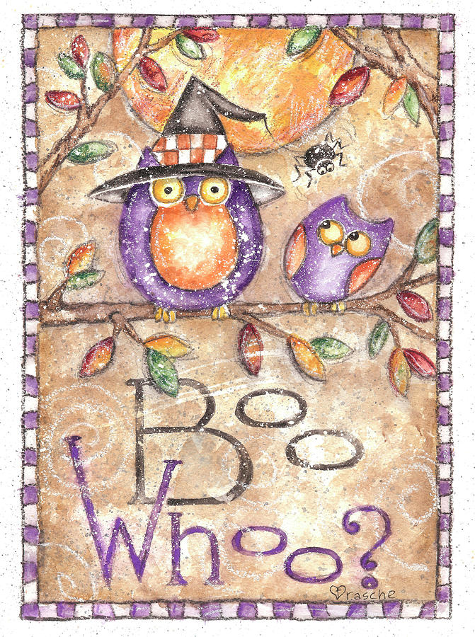 Owl Painting - Boo Whoo by Shelly Rasche