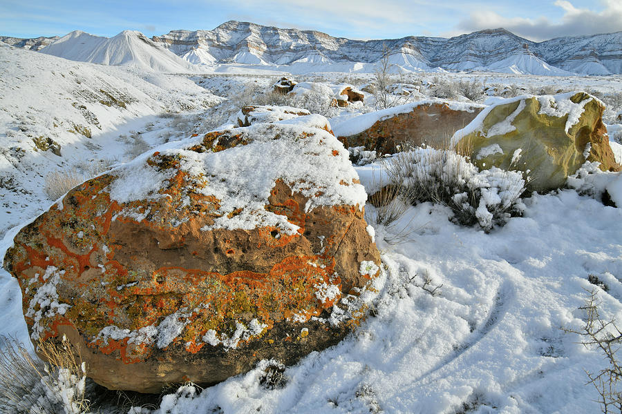 Book Cliffs Boulders and Fresh Snow Photograph by Ray Mathis