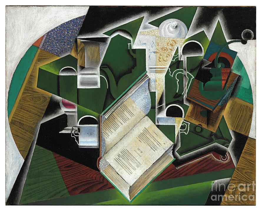 Book, Pipe And Glasses, 1915 Painting by Juan Gris