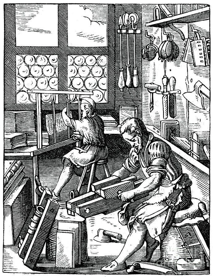 Bookbinders, 16th Century, 1870.artist Drawing by Print Collector