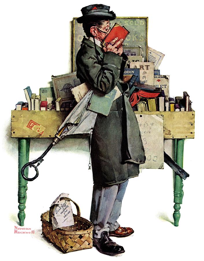 Book Painting - Bookworm by Norman Rockwell