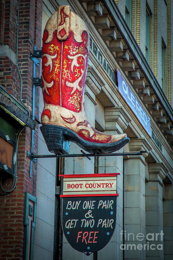 Boot Country Broadway Signage Nashville Tennessee Art Photograph by Reid Callaway