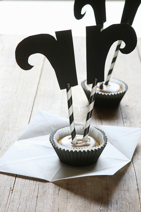 Boot Decorations In Black-and-white Halloween Muffins Photograph by Regina Hippel