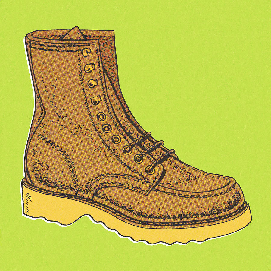 Vintage Drawing - Boot on a Green Background by CSA Images