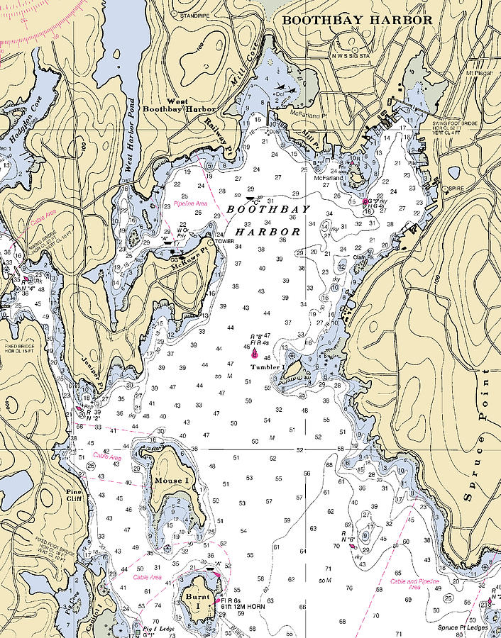 Boothbay Harbor Mixed Media - Boothbay Harbor-maryland Nautical Chart by Bret Johnstad