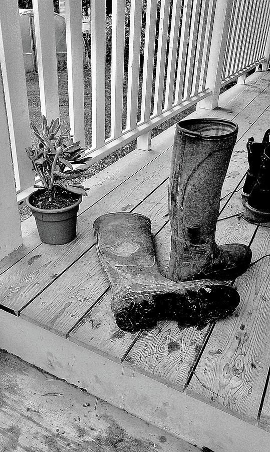 Boots On The Back Porch Photograph by Alida M Haslett