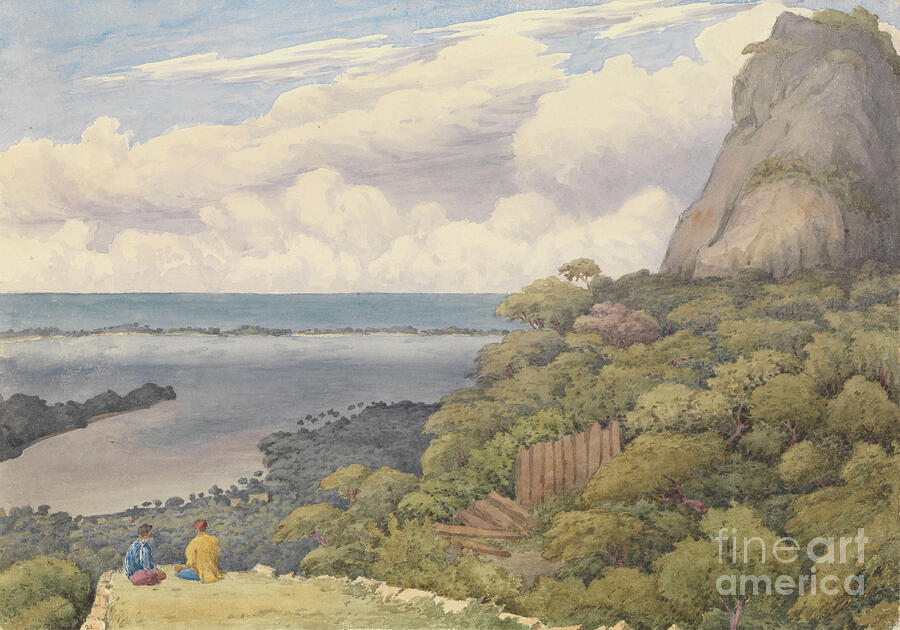 Mountain Painting - Bora Bora Society Islands, From A Ruined Native Fort Above The Chief Village On The East Side Of The Island, Septr 5th 1849 by Admiral Sir Edward Gennys Fanshawe
