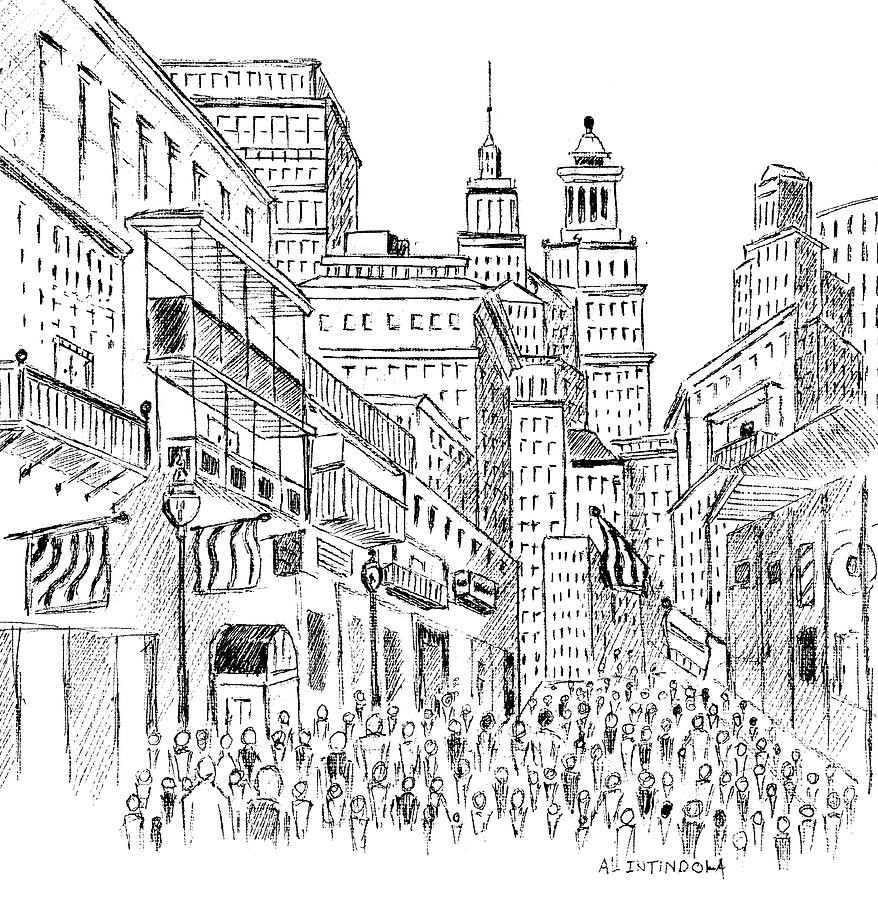 Burbon St. Drawing by Al Intindola