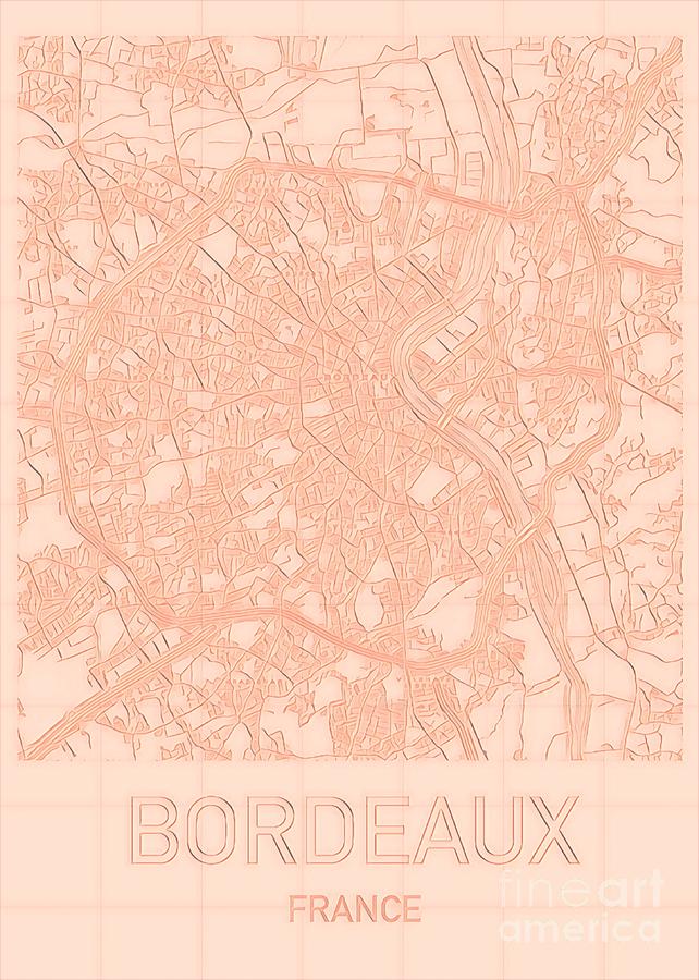 Bordeaux Blueprint City Map Digital Art by HELGE Art Gallery