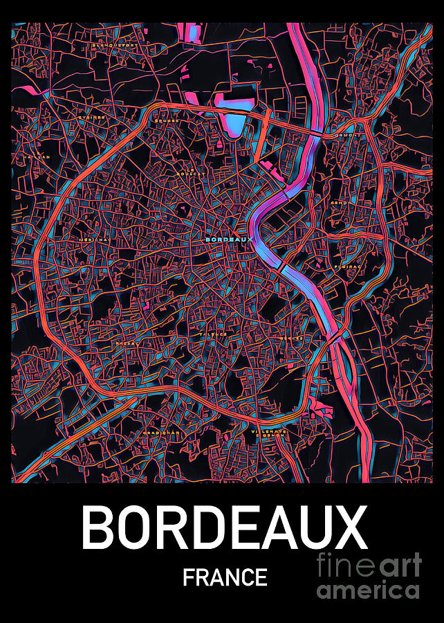 Bordeaux City Map Mixed Media by HELGE Art Gallery
