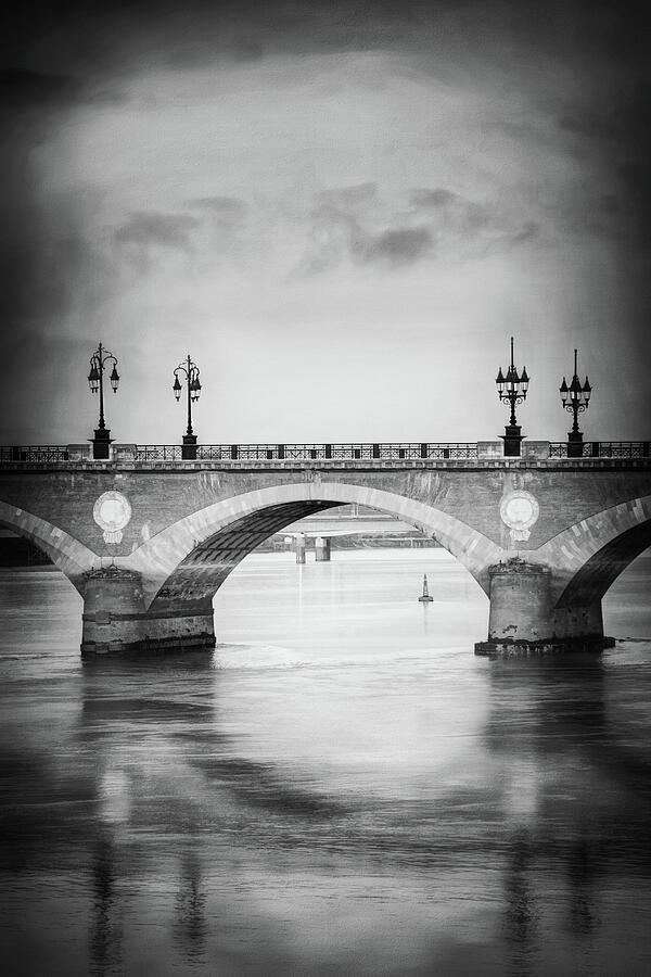 Bordeaux France Pont de Pierre Black and White Photograph by Carol Japp
