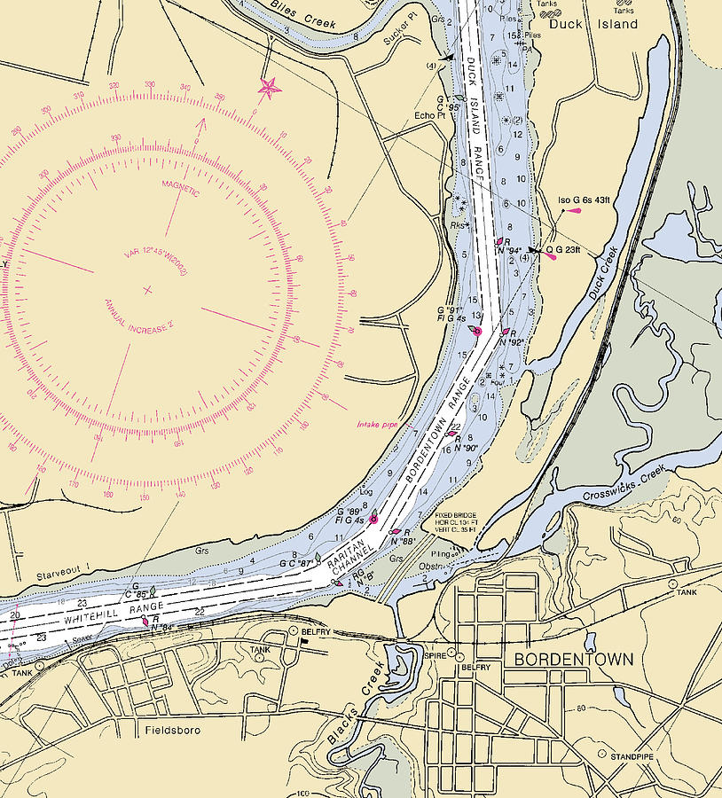 Bordenton-new Jersey Nautical Chart Mixed Media by Sea Koast | Fine Art ...