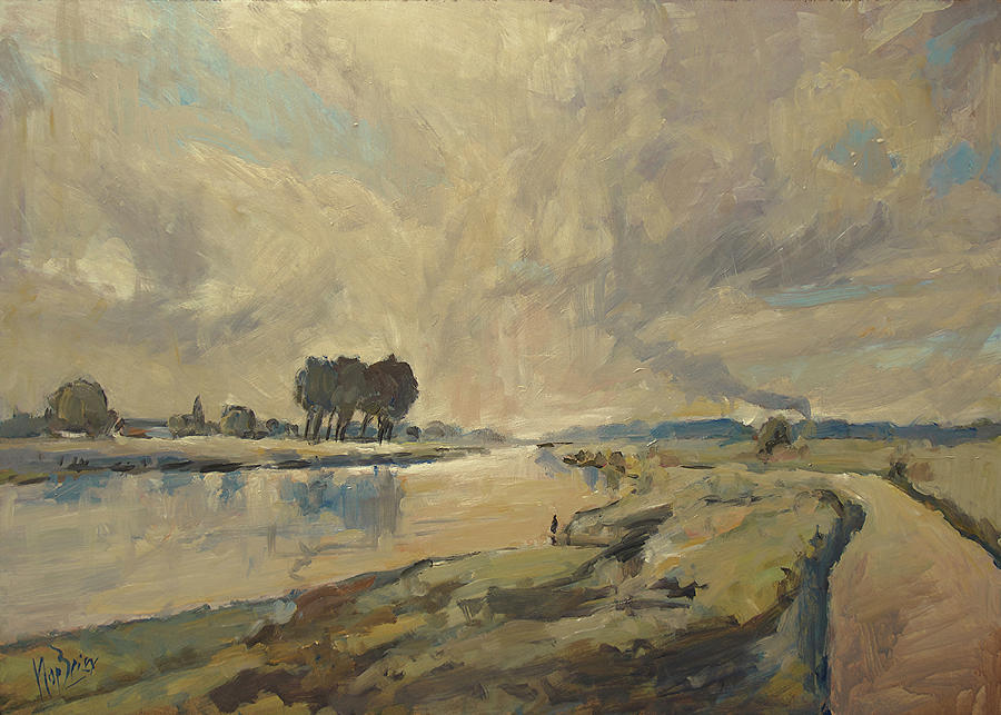 Border Maas near Kotem with the view to Meers Painting by Nop Briex