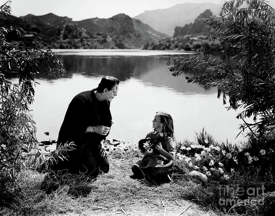 Boris Karloff as Frankenstein By The Lake With Little Girl  Photograph by Doc Braham
